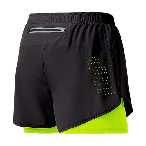 Men's Running Shorts Quick-drying Fitness Black Double Layer Shorts
