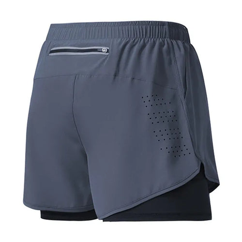 Men's Running Shorts Quick-drying Fitness Black Double Layer Shorts