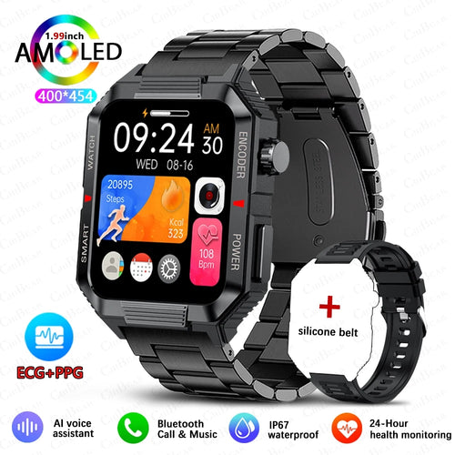 EGC+PPG GPS Sports Fitness Tracker Smartwatch Men 1.99 Inch HD Screen