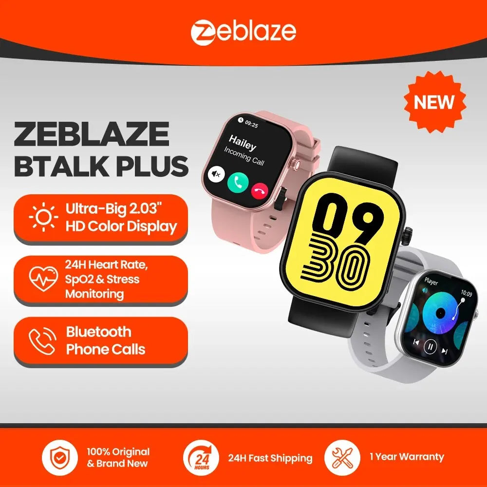 New Zeblaze Btalk Plus Voice Calling Smartwatch 2.03'' HD Color