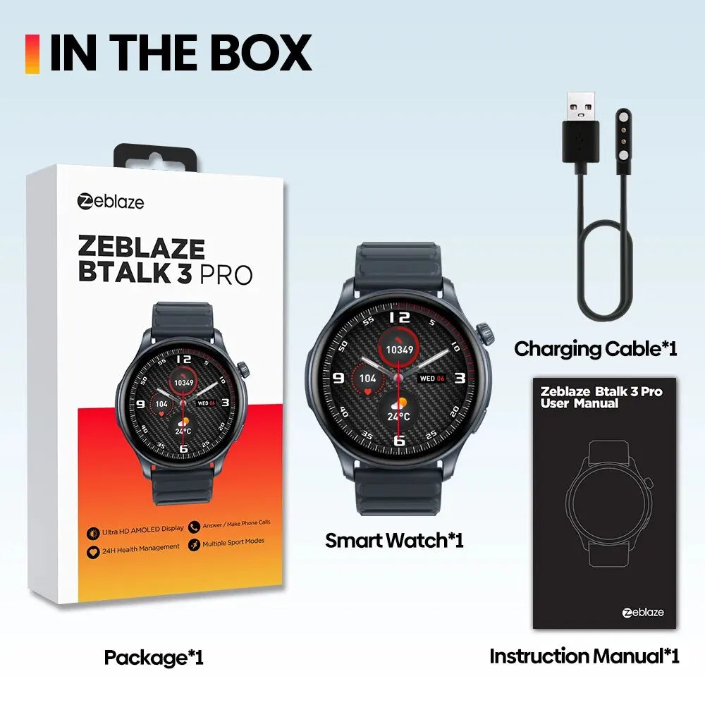 New Zeblaze Btalk 3 PRO Smart Watch 1.43" AMOLED Display Bluetooth