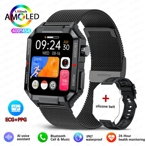 EGC+PPG GPS Sports Fitness Tracker Smartwatch Men 1.99 Inch HD Screen