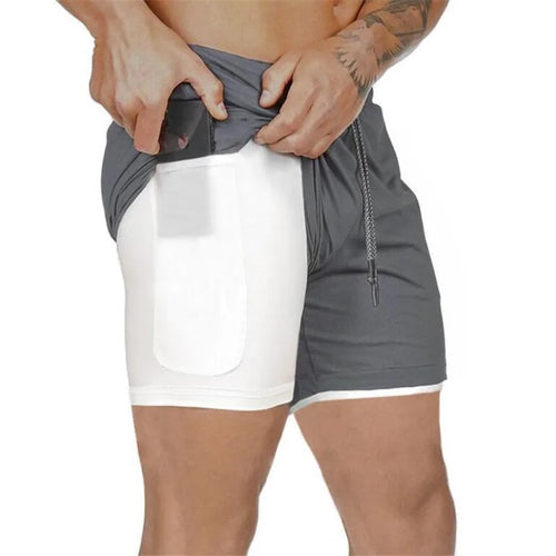 Men Sport Shorts  Sportswear Double-deck Running Shorts 2 In 1 Beach