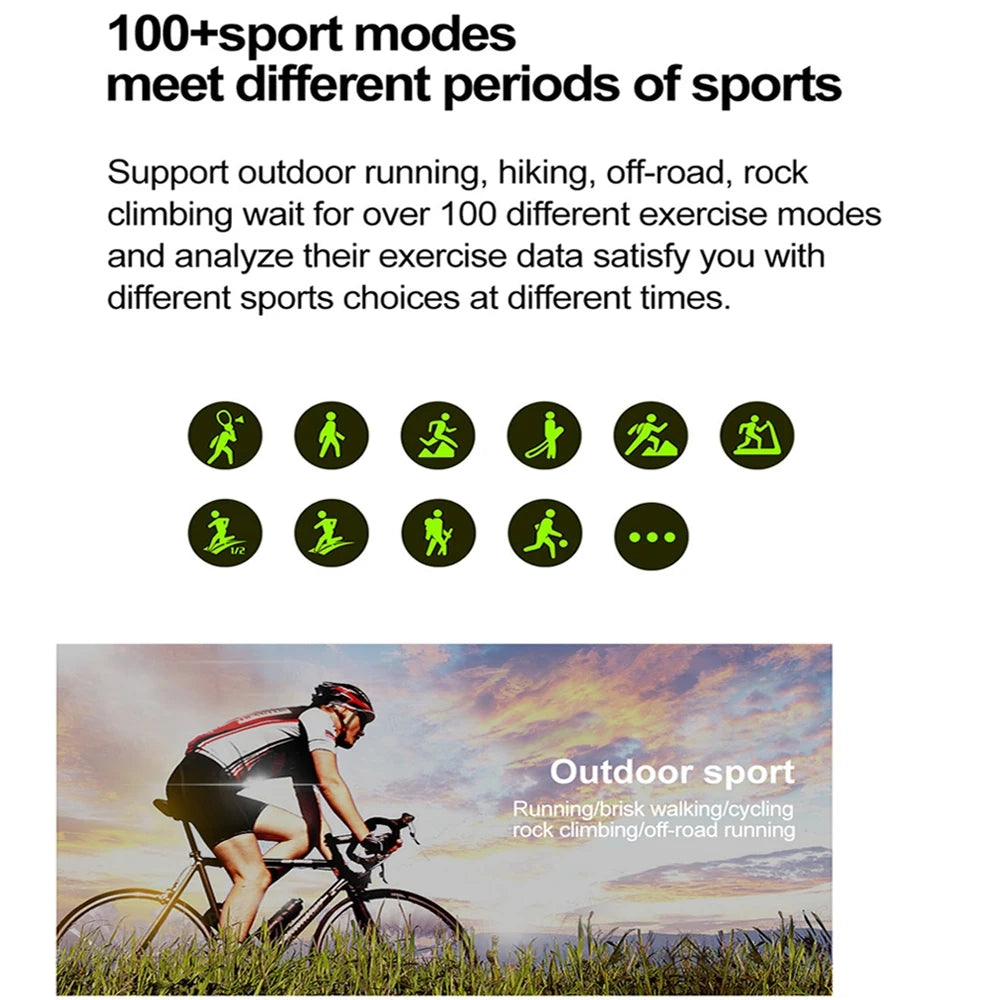 EGC+PPG GPS Sports Fitness Tracker Smartwatch Men 1.99 Inch HD Screen